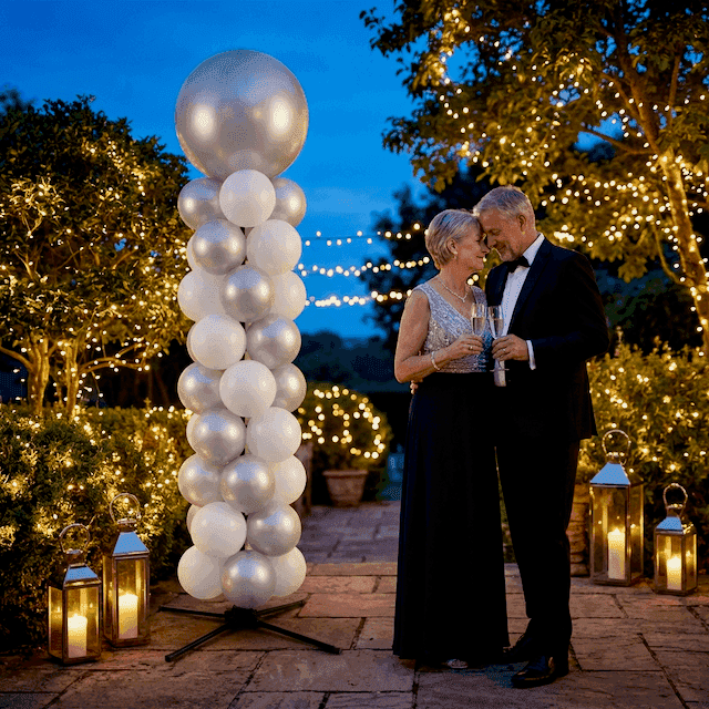 Atmosphère romantique en soirée avec décoration anniversaire PilaMania au crépuscule pour 25 ans de mariage