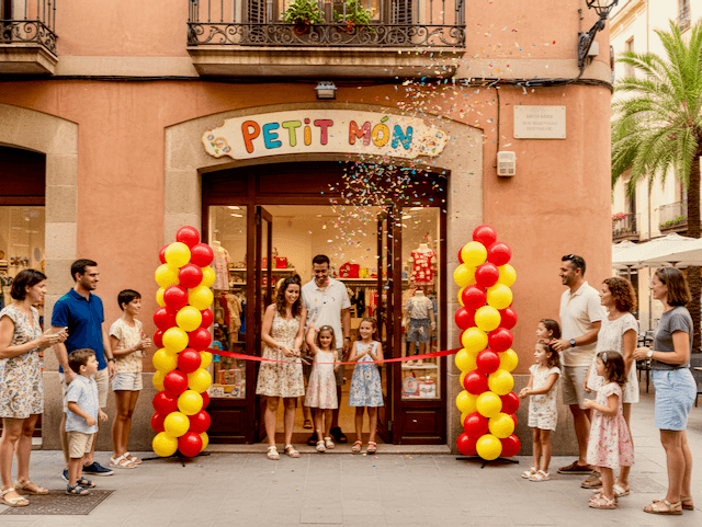 Le pilier de ballons à l'entrée d'un magasin attire les clients, décoration de détail aux couleurs vives dans un magasin de mode en journée avec lumière naturelle