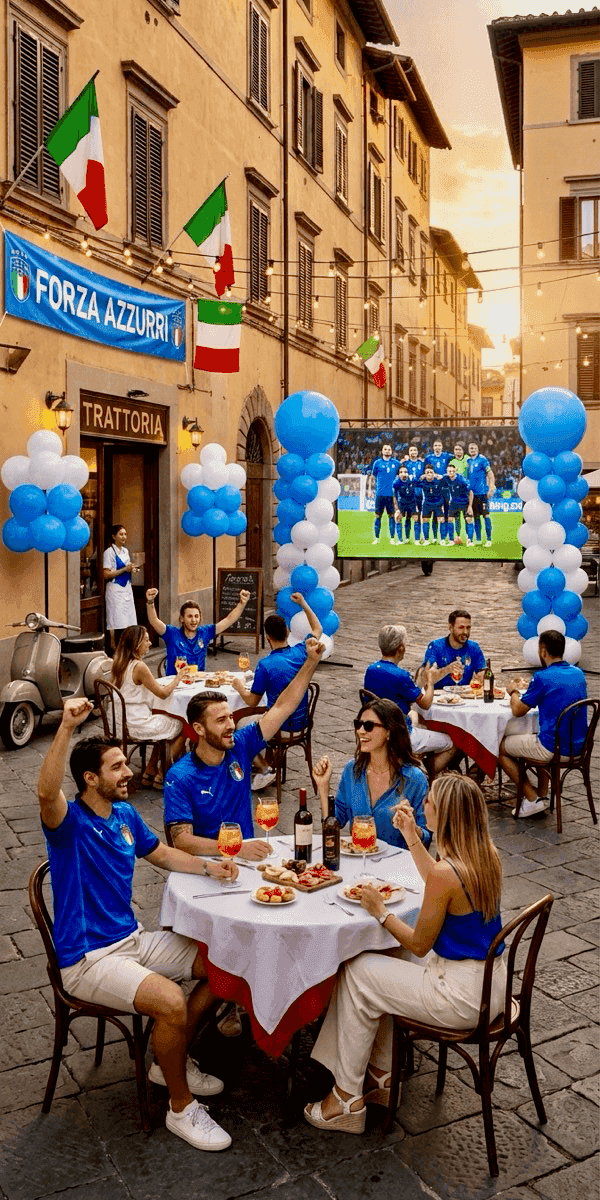 Pilier de ballons oranges avec éclairage d'ambiance pour événement de football