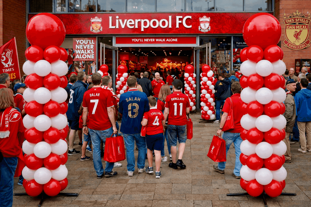 Installation de ballons festive pour une fête de football
