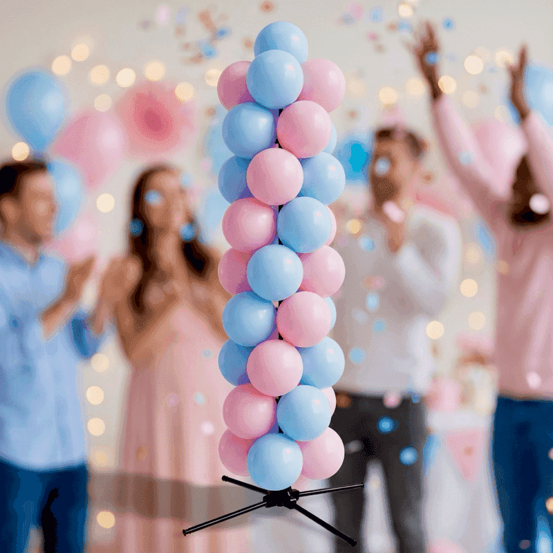 Pilier de ballons de révélation de sexe en rose et bleu