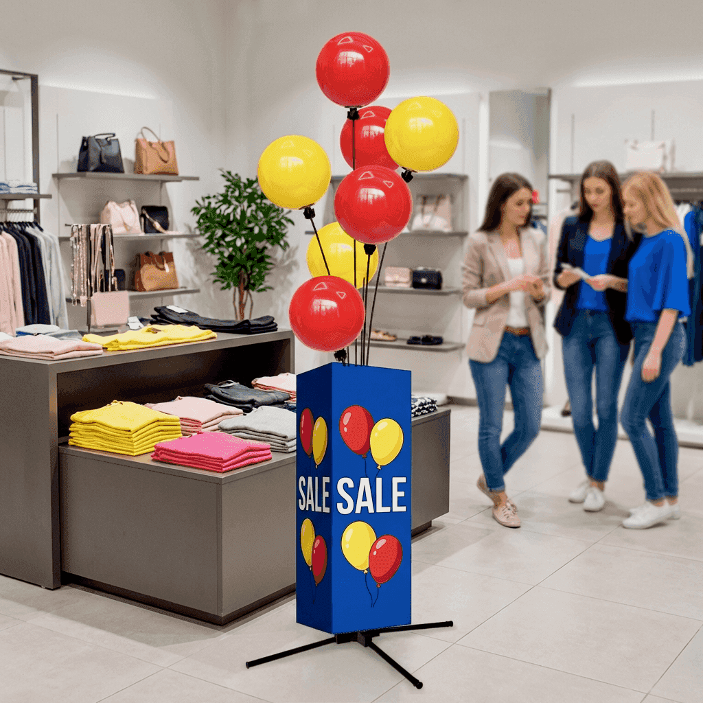 Décoration en ballons pour soldes – décoration de magasin PilaMania