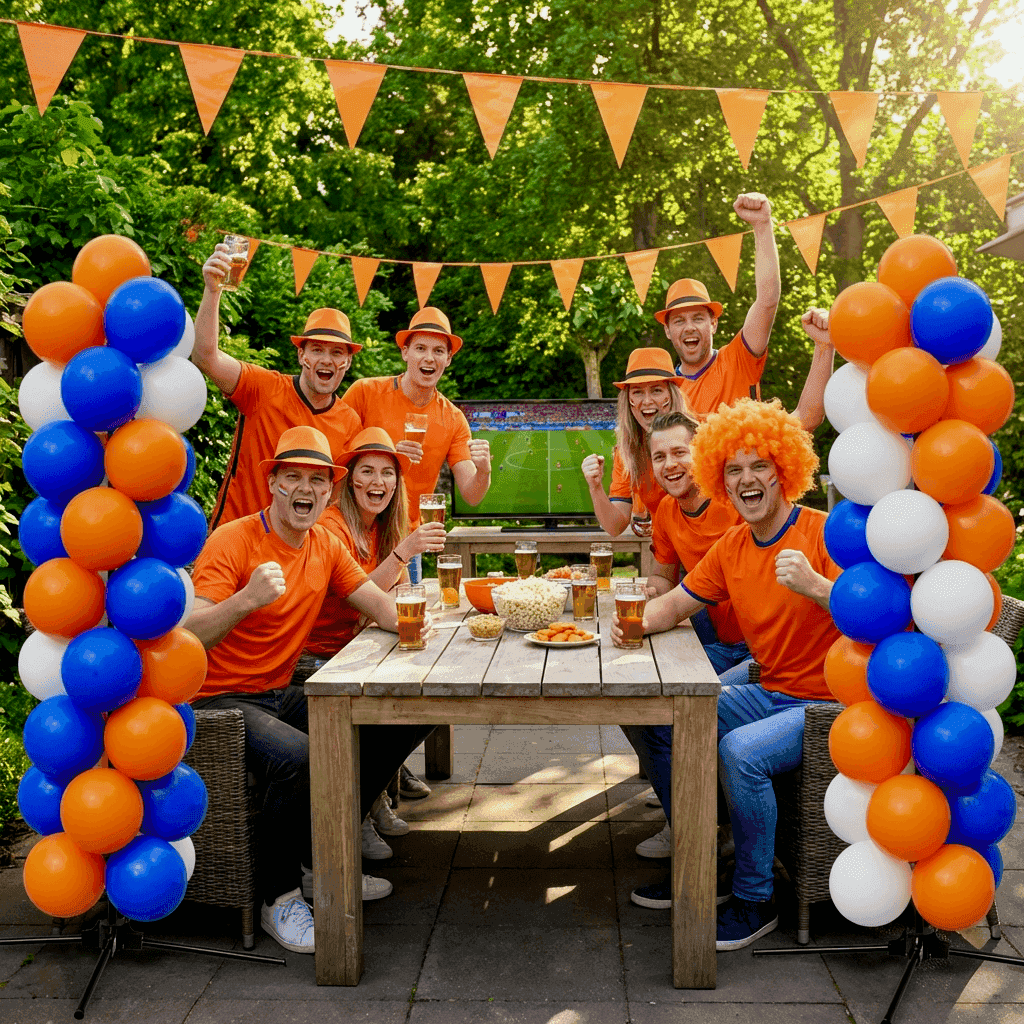 Décoration en ballons pour fête de football en orange – PilaMania