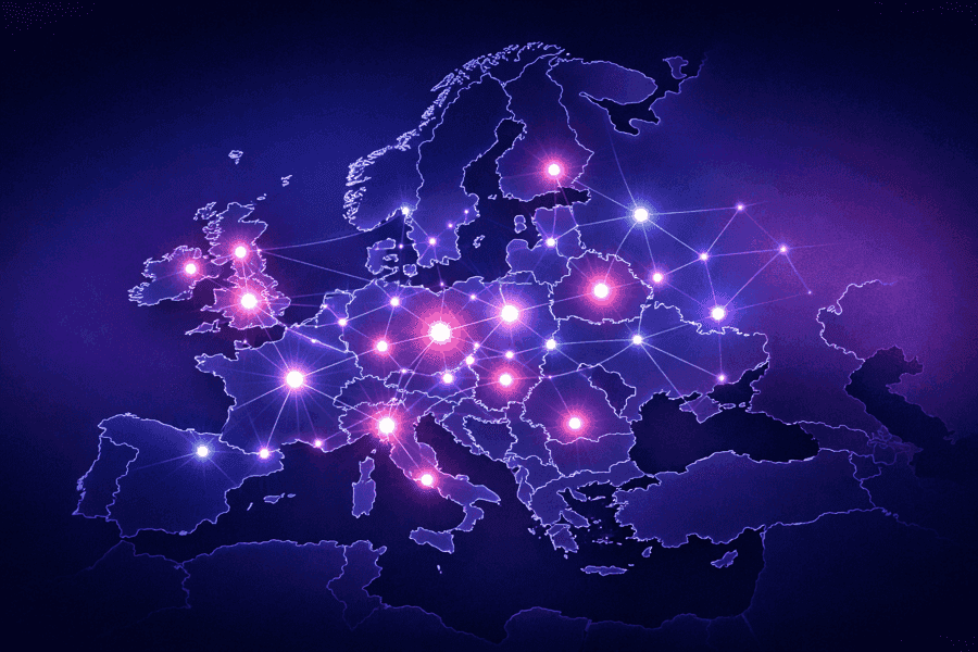 Carte de l'Europe montrant les pays où la protection par brevet PilaMania a été demandée