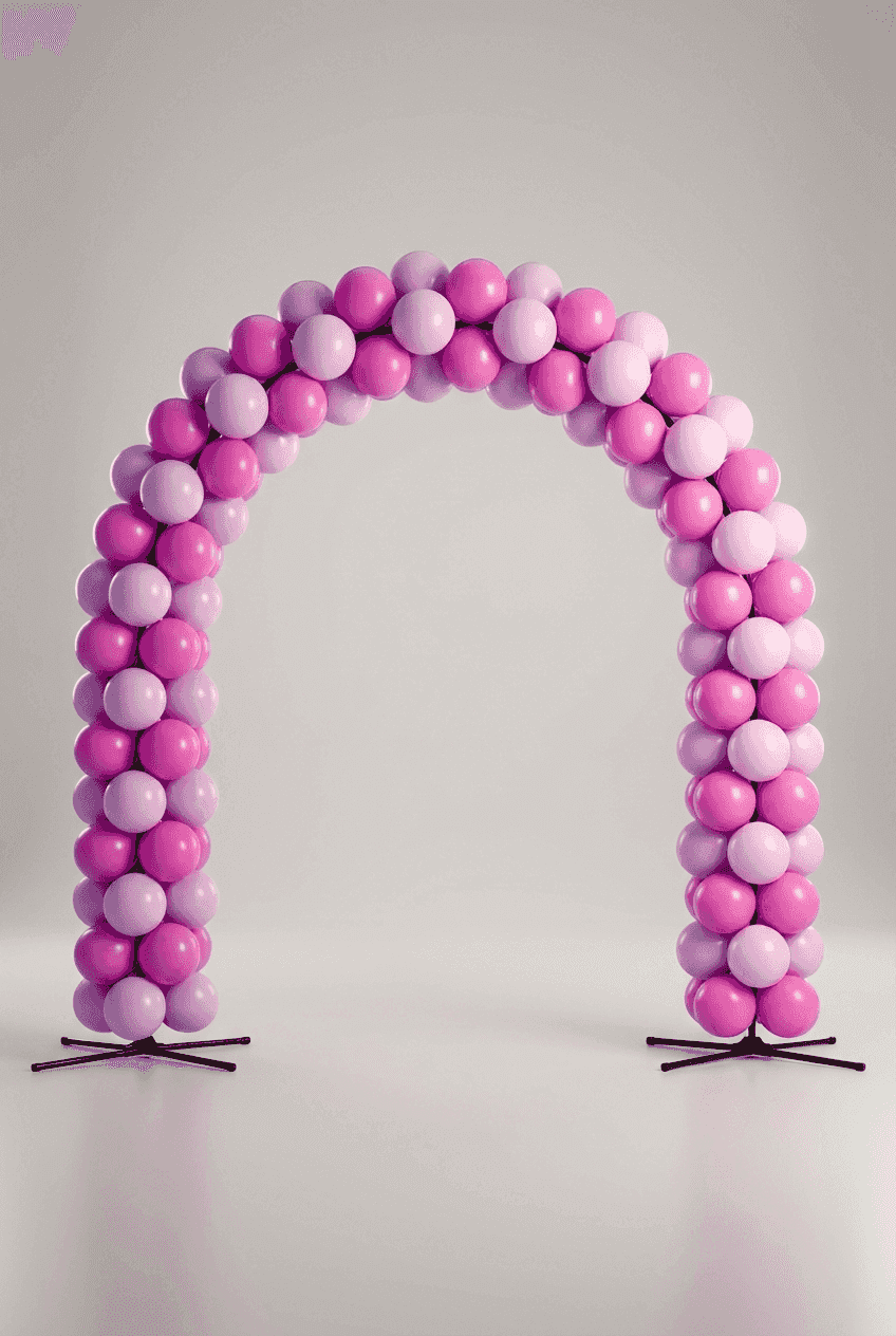 Arche de ballons arc-en-ciel au-dessus d'une porte