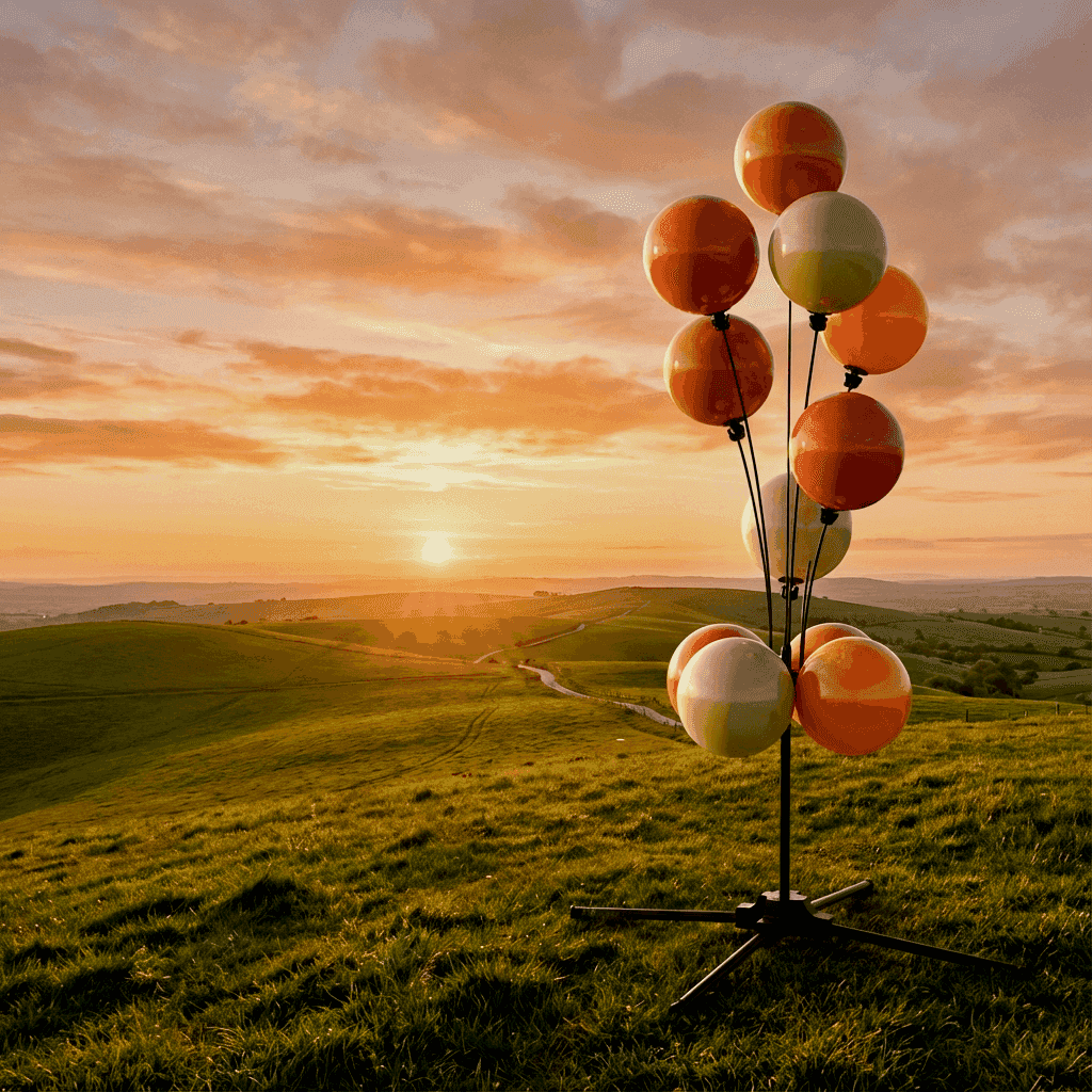 Une arche de ballons colorée PilaMania créant une ambiance festive en extérieur
