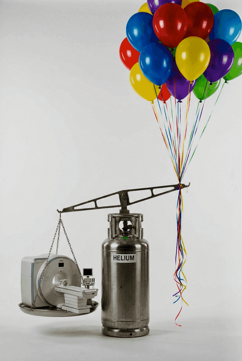 Bouteille d'hélium utilisée pour des ballons pendant que les scanners IRM attendent