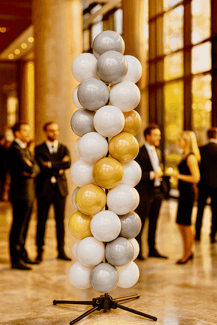 Élégante colonne de ballons comme décoration de fête à thème — ballons PVC réutilisables de PilaMania