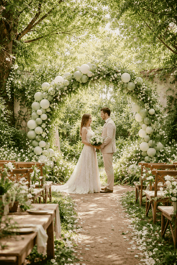 Décoration de ballons réutilisable durable pour un mariage respectueux de l'environnement