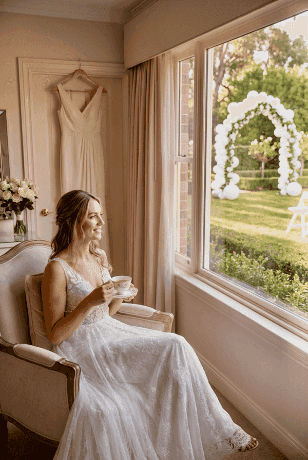 Les mariés détendus profitent de leur mariage sans stress avec la décoration de ballons PilaMania